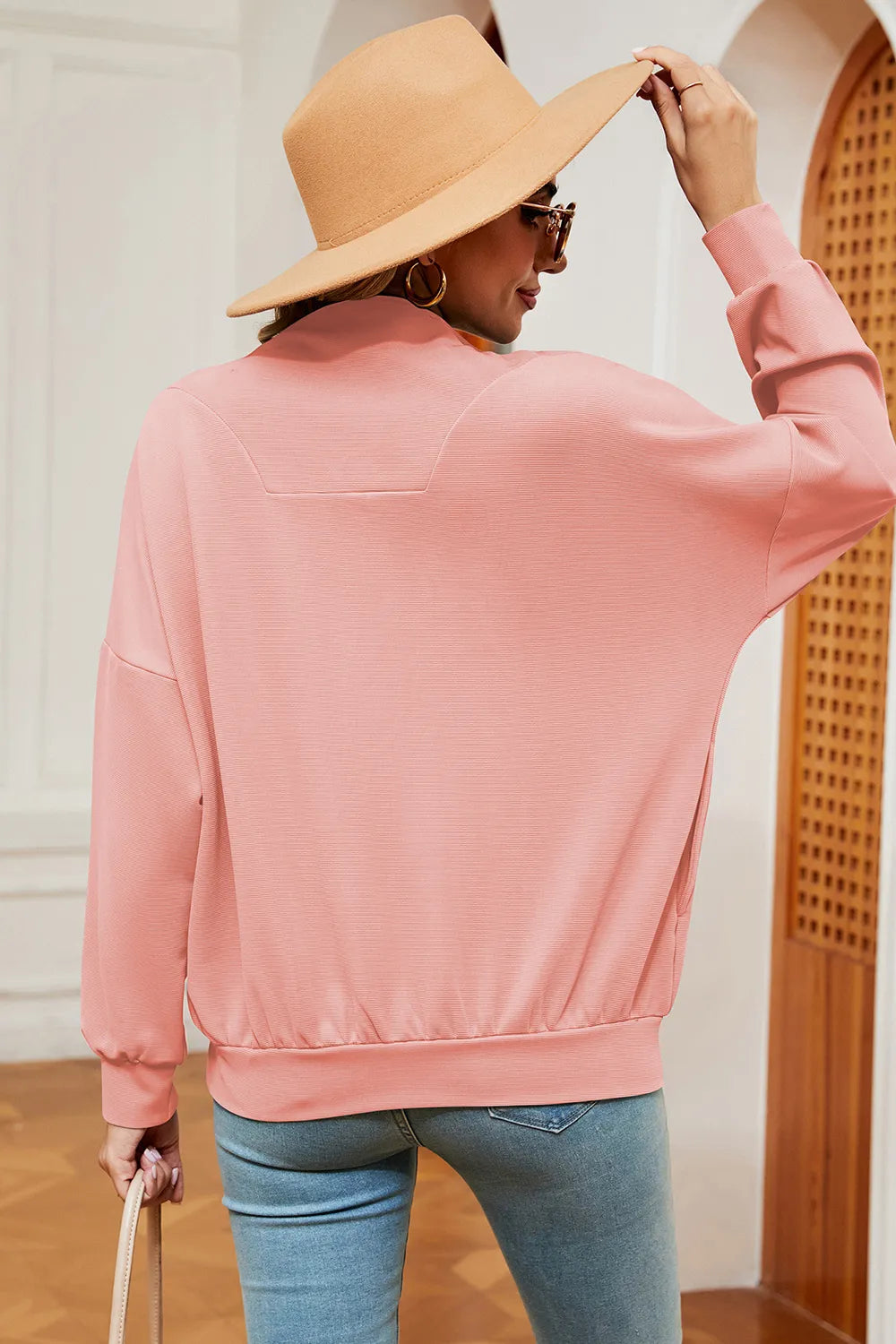 Autumn and winter new solid color zipper long sleeved loose pullover sweatshirt jacket for women - V.I.P Digital Presence