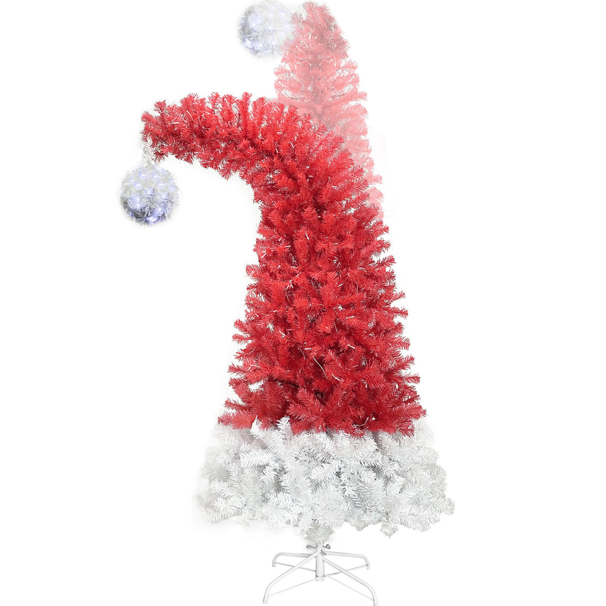 6FT hinge fir artificial fir curved top Christmas tree, bendable, 1250 lush branch hints, 300 LED Christmas lights - V.I.P Digital Presence