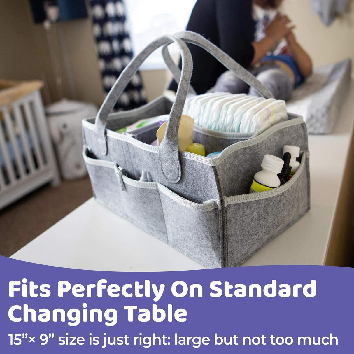 Baby Diaper Caddy Organizer Portable Holder Bag for Changing Table and Car, Nursery Essentials Storage bins 38*23*18cm - V.I.P Digital Presence