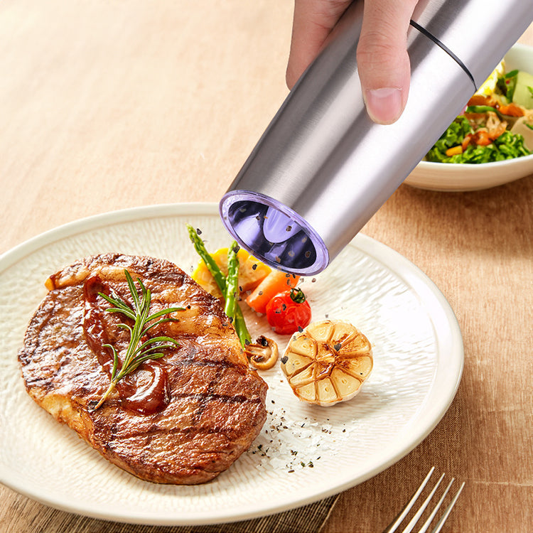 Electric Spice Grinder: Automatic, Gravity-Operated, LED Light, Adjustable Coarseness - V.I.P Digital Presence