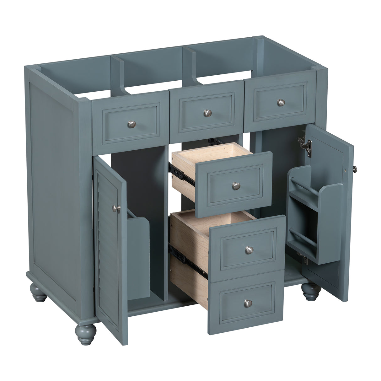 36 "No sink, with 2 drawers and soft closing door, independent makeup rack, bathroom cabinet, blue (excluding sink) - V.I.P Digital Presence