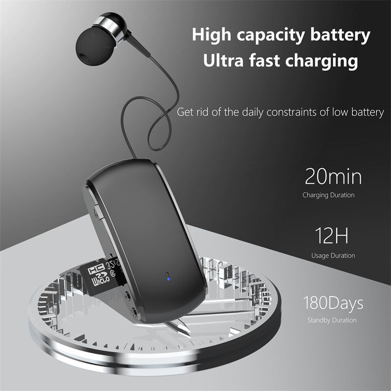 K68 New Collar style Bluetooth Earphones MP3 Earphones Wireless Telescopic Cable Single Ear Card Insertion Recording Earphones - V.I.P Digital Presence