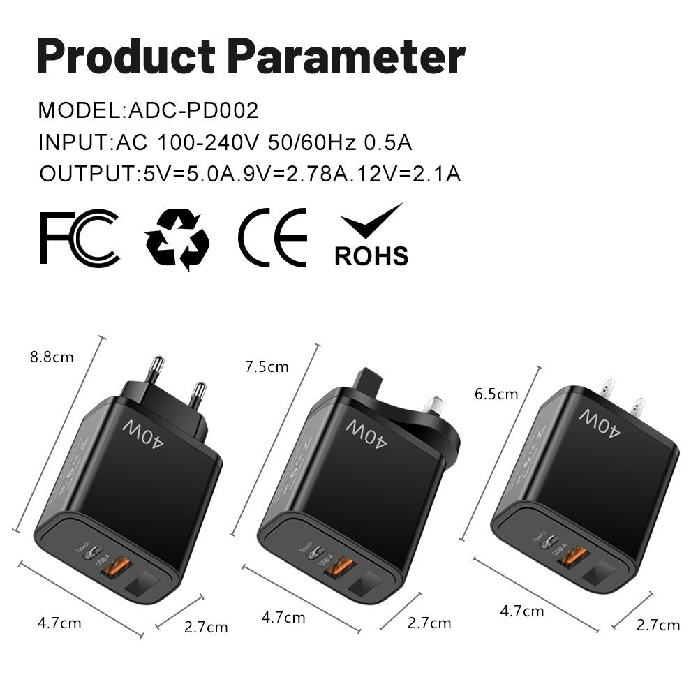 Digital display mobile phone charger PD+USB fast charging mobile phone charging head - V.I.P Digital Presence