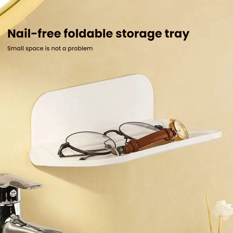 New Foldable Punch - Free Wall - mounted Plastic Floating Shelf for Bathroom and Toilet, Ideal for Towel and Clothes Storage - V.I.P Digital Presence