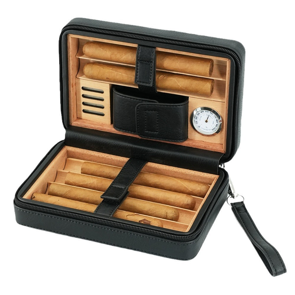 Cigar Box Zipper Pack 6-pack Convenient Cigar Box Cigarette Box Smoking Accessories Cedar Wood Material Set - V.I.P Digital Presence