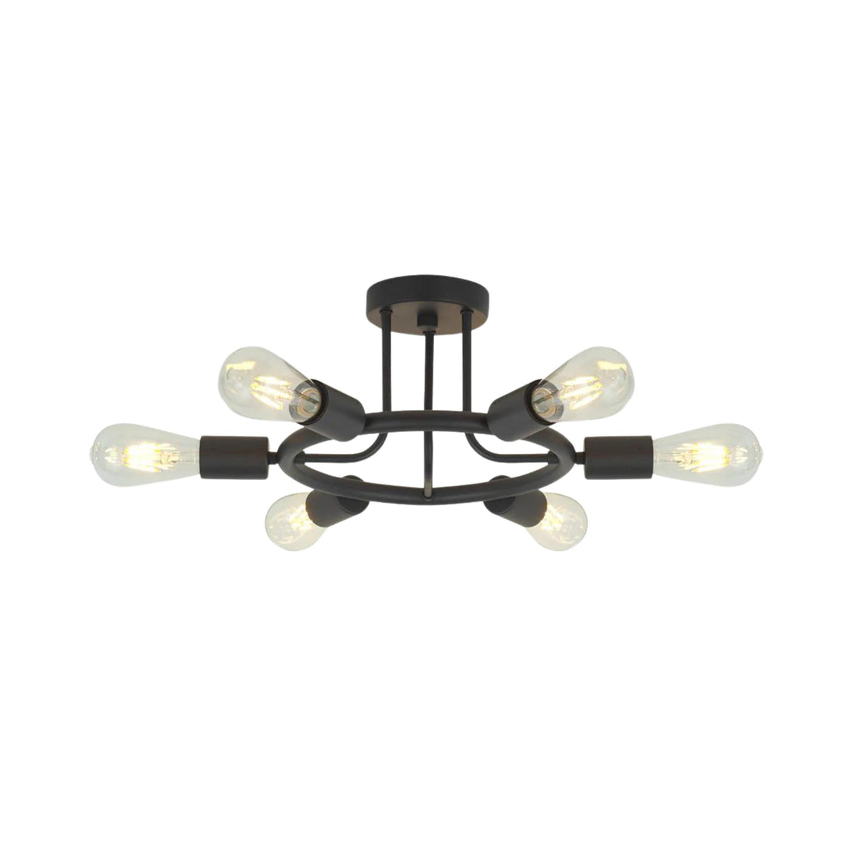 6 Light Modern Sputnik Lights Semi Flush Mount Ceiling Light Black Finished - V.I.P Digital Presence