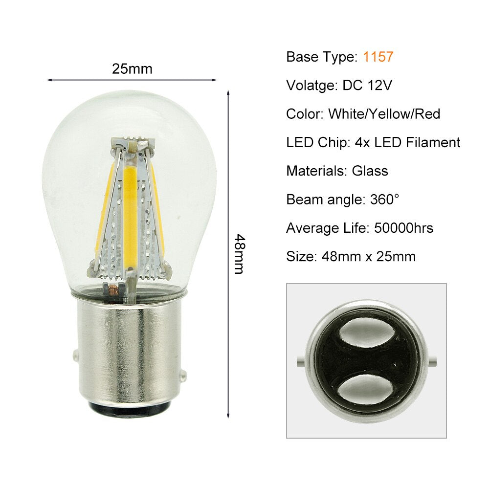 1pcs 1156 P21W BA15S 1157 BAY15D COB LED Filament Chip Car Brake Lights Auto Reverse Bulb Parking Lamp 12V Red White Yellow - V.I.P Digital Presence