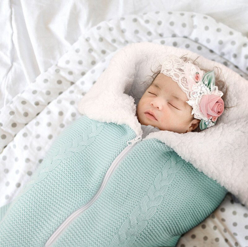 Baby Sleeping Bag Newborn Winter Warm Infant Button Knit Swaddle Wrap Swaddling Stroller Toddler Blanket Envelope Sleepsacks - V.I.P Digital Presence