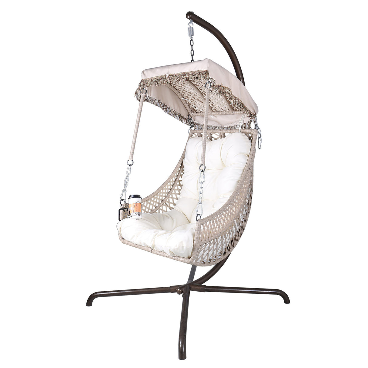 Swing Egg Chair with Stand Indoor Outdoor Wicker Rattan Frame 350lbs Capacity Hammock Chair for Patio Bedroom with Sunshade Clot - V.I.P Digital Presence