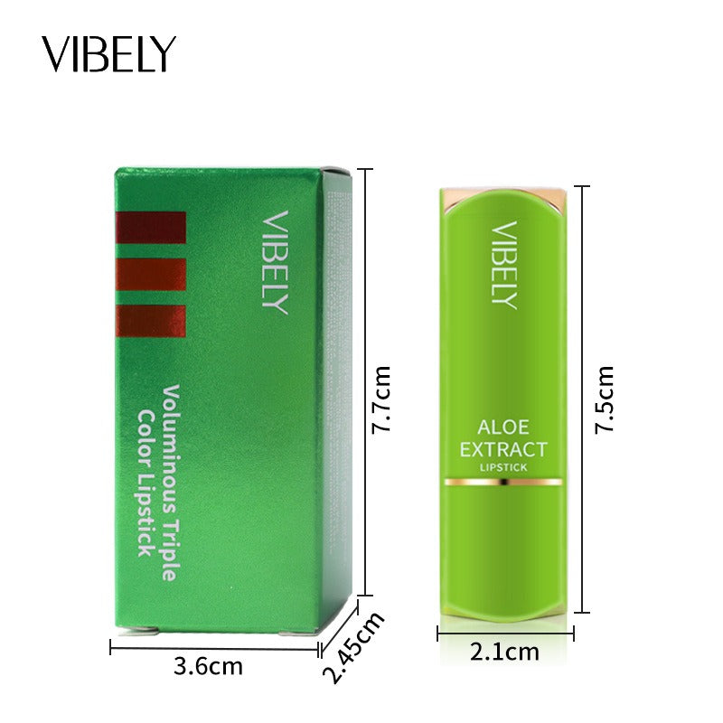 VIBELY Three-color lipstick for richness, moisturizing, non-smearing and non-sticky color-changing lipstick - V.I.P Digital Presence