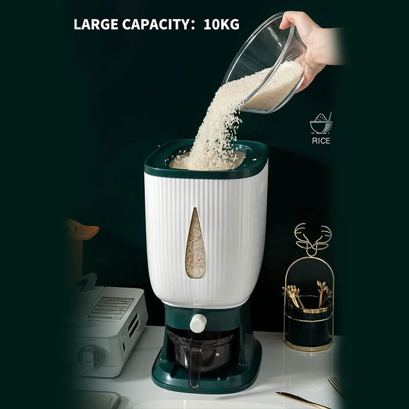 10Kg Rice Dispenser Storage Container Sealed Grain Cereal Dispenser Storage Box with Lid Measuring Cylinder - V.I.P Digital Presence