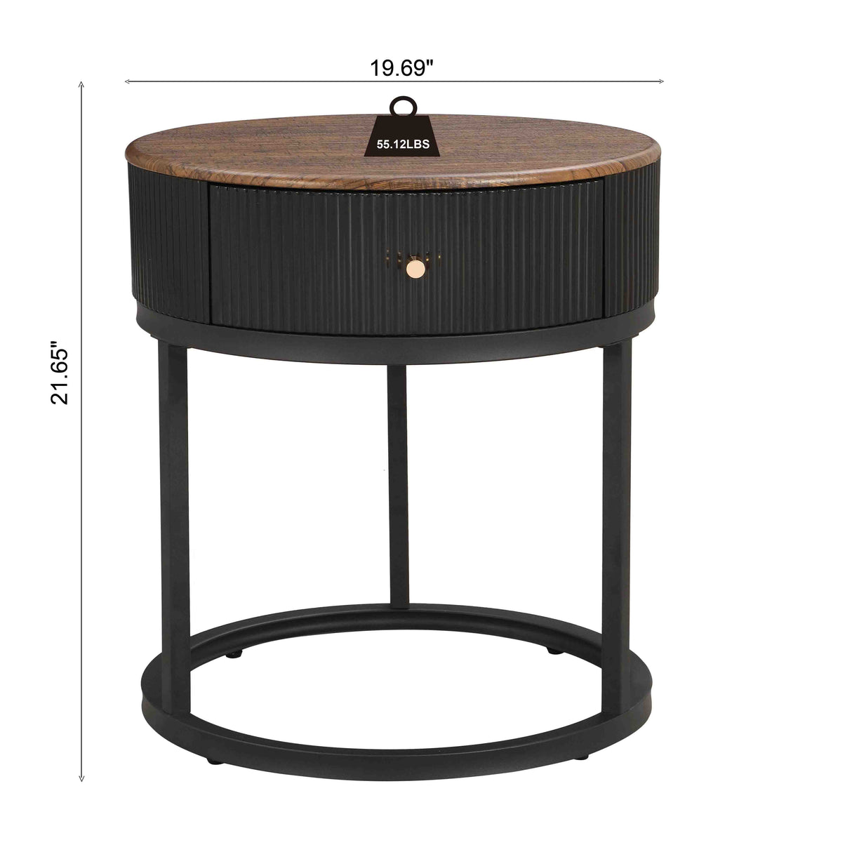 Round Nightstand with Drawer, 19.68 Inch Wood End Table with Storage, Small Table or Living Room, Bedroom and Small Spaces - V.I.P Digital Presence