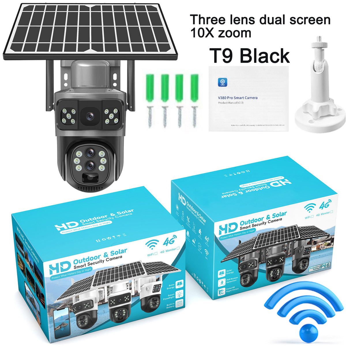 Solar camera WIFI dual-screen gunball 10x zoom low-power battery wireless monitor - V.I.P Digital Presence