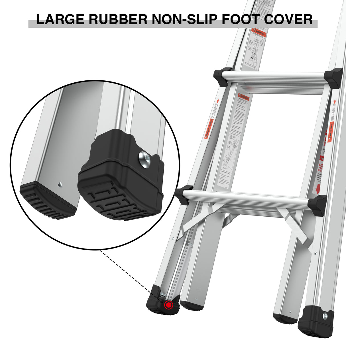 Aluminum Multi-Position Ladder with Wheels, 300 lbs Weight Rating, 22 FT - V.I.P Digital Presence