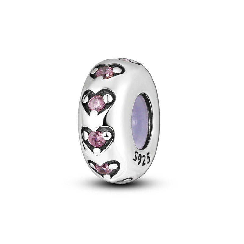 Copper plated S925 silver FOREVER colorful heart clip beads string DIY bracelet necklace - V.I.P Digital Presence