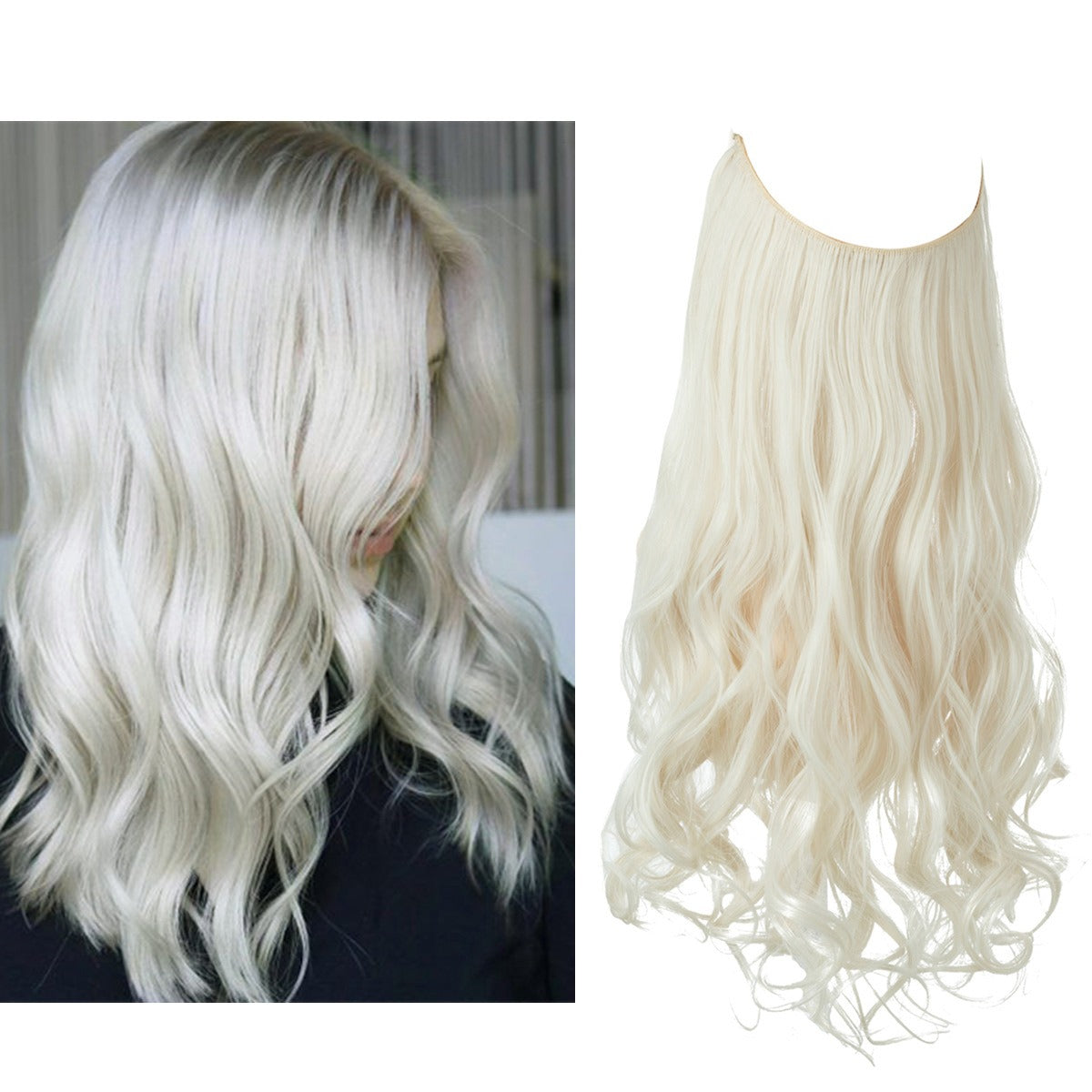 European And American Wig Piece Female Fishline Hair Extension Piece Chemical Fiber Matte High Temperature Silk Long Curly Human Hair - V.I.P Digital Presence