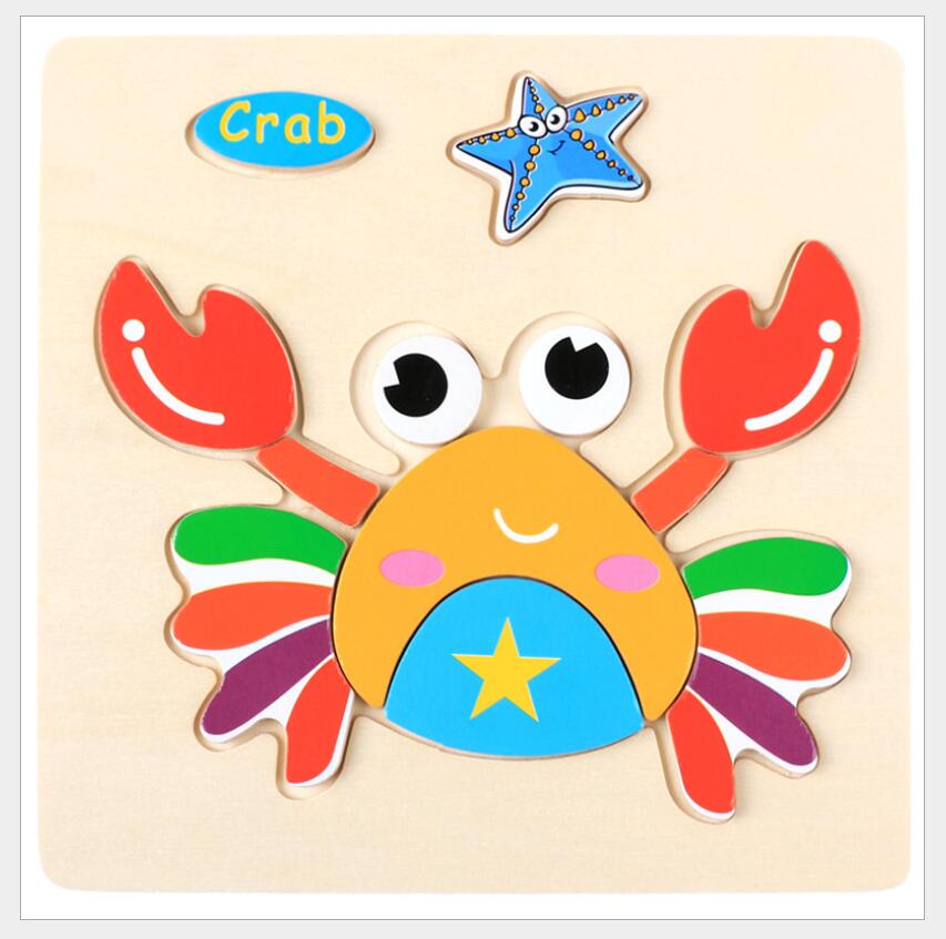 Rompecabezas 3D de madera para niños, juguete educativo de aprendizaje temprano con dibujos de animales, vehículo, rompecabezas de madera, #L505