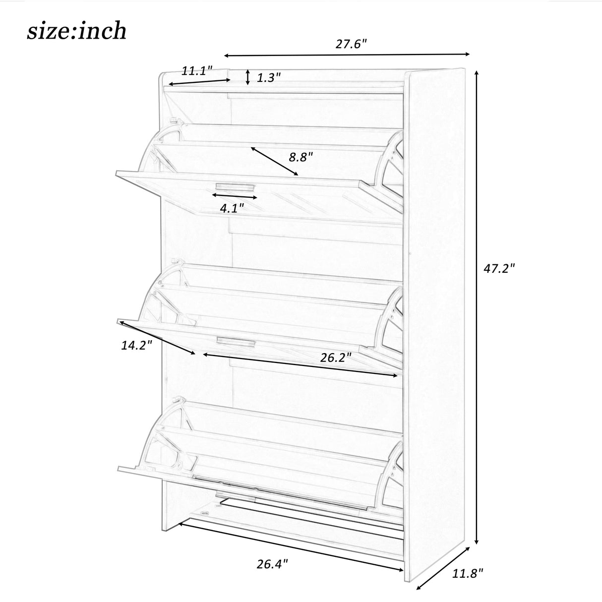U-Can Shoe Storage Cabinet for Entryway with 3 Flip Drawers, Modern Shoe Organizer Cabinet, Free Standing Shoe Rack Black - V.I.P Digital Presence