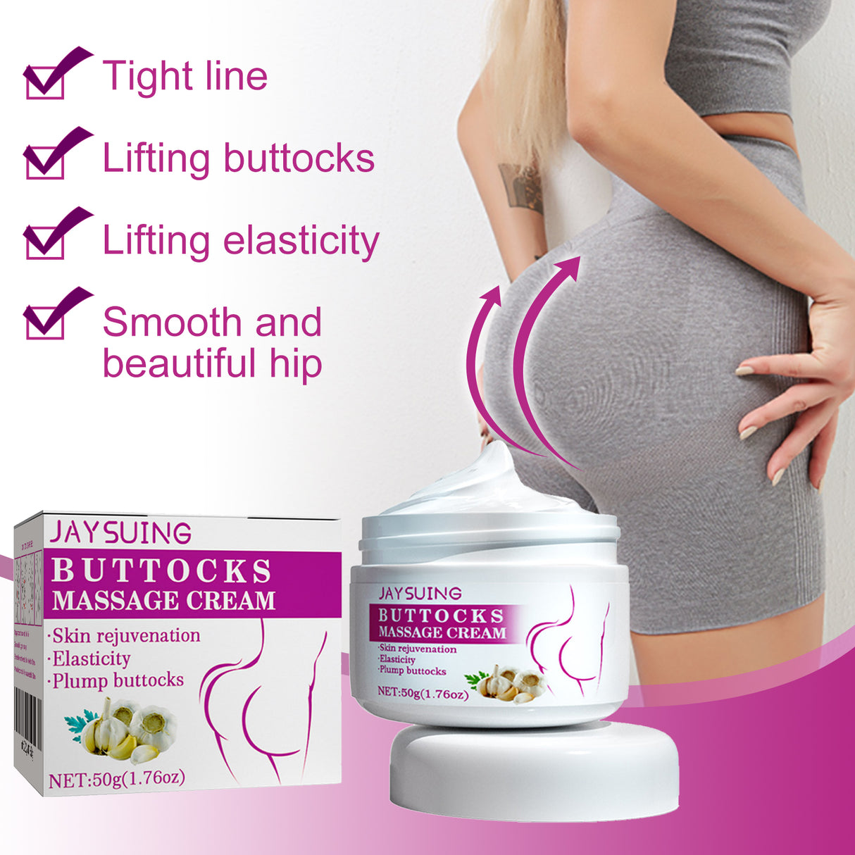 Crema reafirmante y reafirmante para caderas, crema moldeadora de caderas Peach, crema para el cuidado de las caderas con curva en S.