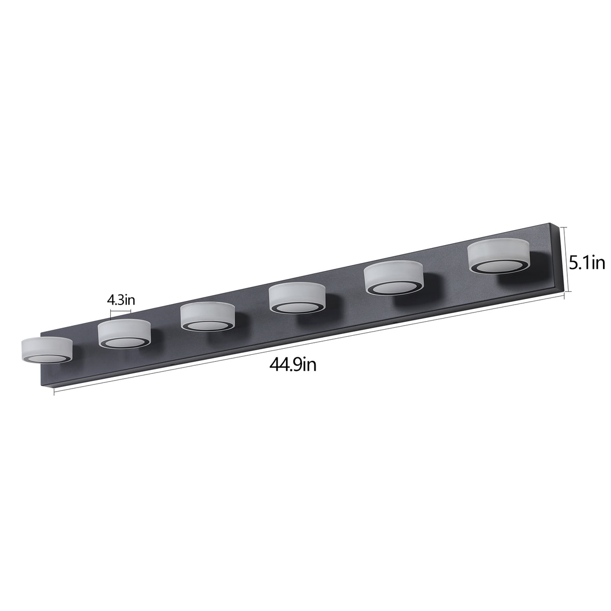LED Modern Black 6-Light Vanity Lights Fixtures Over Mirror Bath Wall Lighting - V.I.P Digital Presence