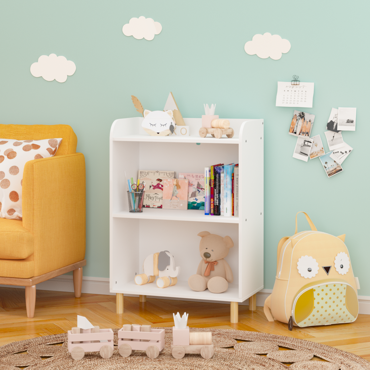 Kids 3-Tier Bookcase Children's Book Display Bookshelf Toy Storage Cabinet Organizer for Children's Room - V.I.P Digital Presence