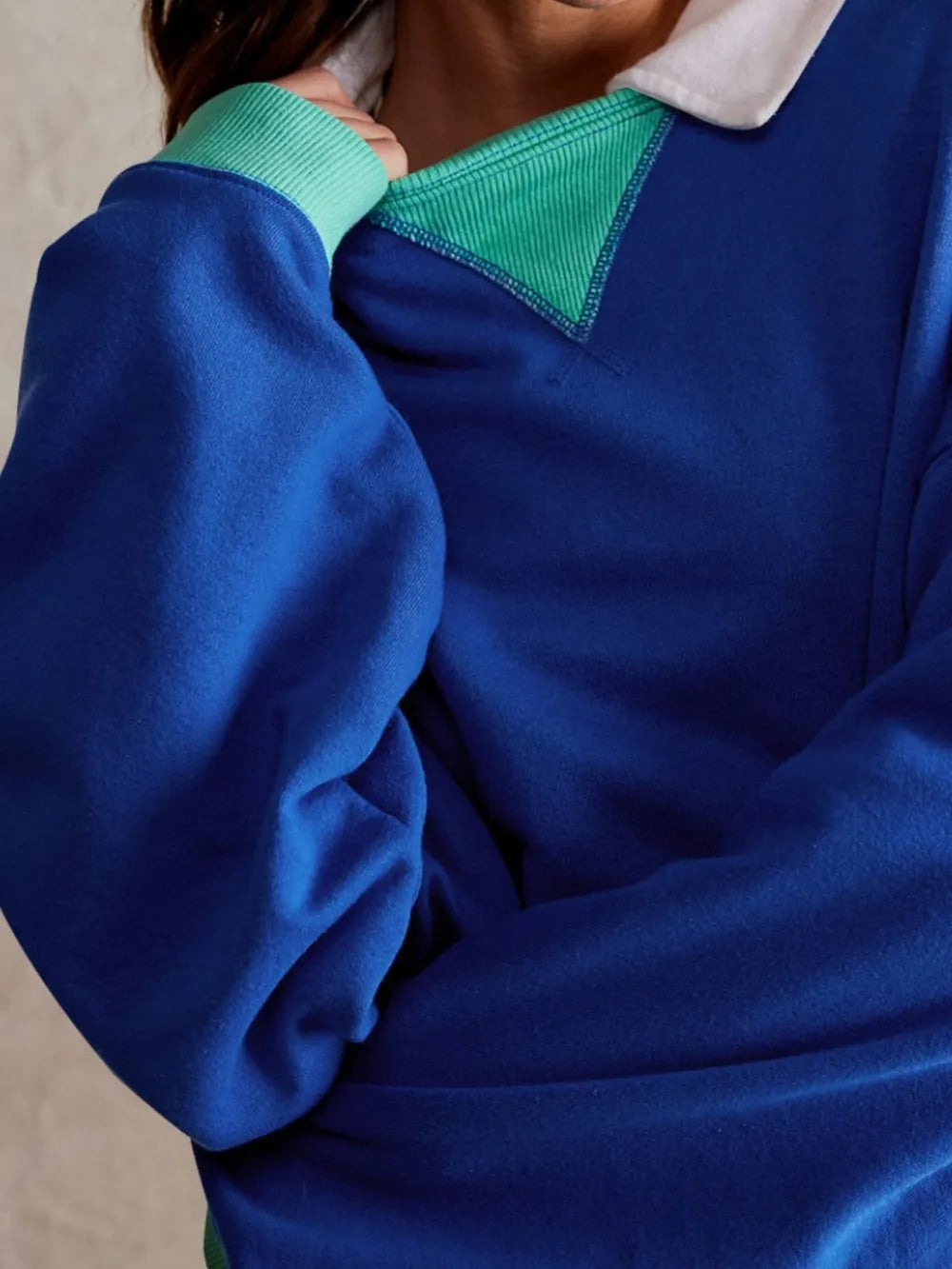 Contrast Dropped Shoulder Long Sleeve Sweatshirt - V.I.P Digital Presence