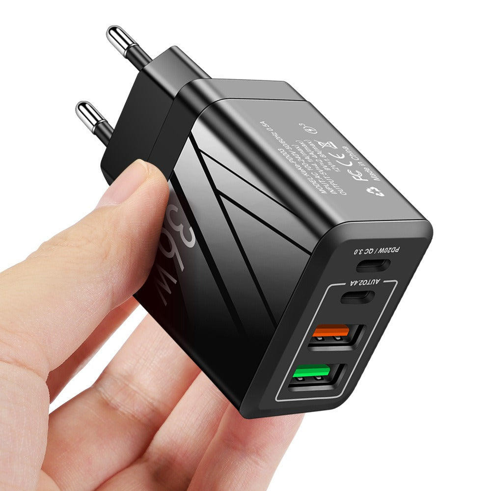 Cargador de teléfono PD QC3.0+2.4A Tipo-c con 2 USB de carga rápida