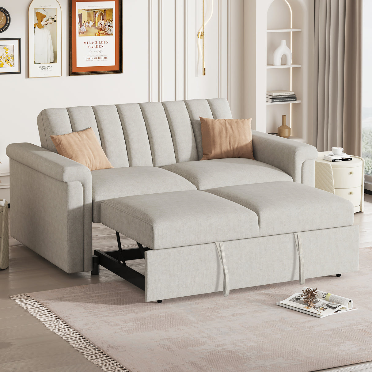 U_STYLE Convertible Soft Cushion Sofa Pull Bed ,for Two People to Sit On - V.I.P Digital Presence