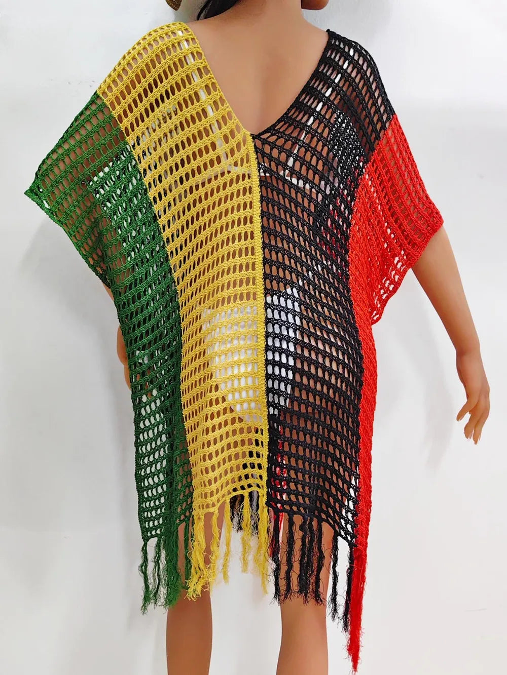 Fringe Color Block Scoop Neck Cover Up - V.I.P Digital Presence