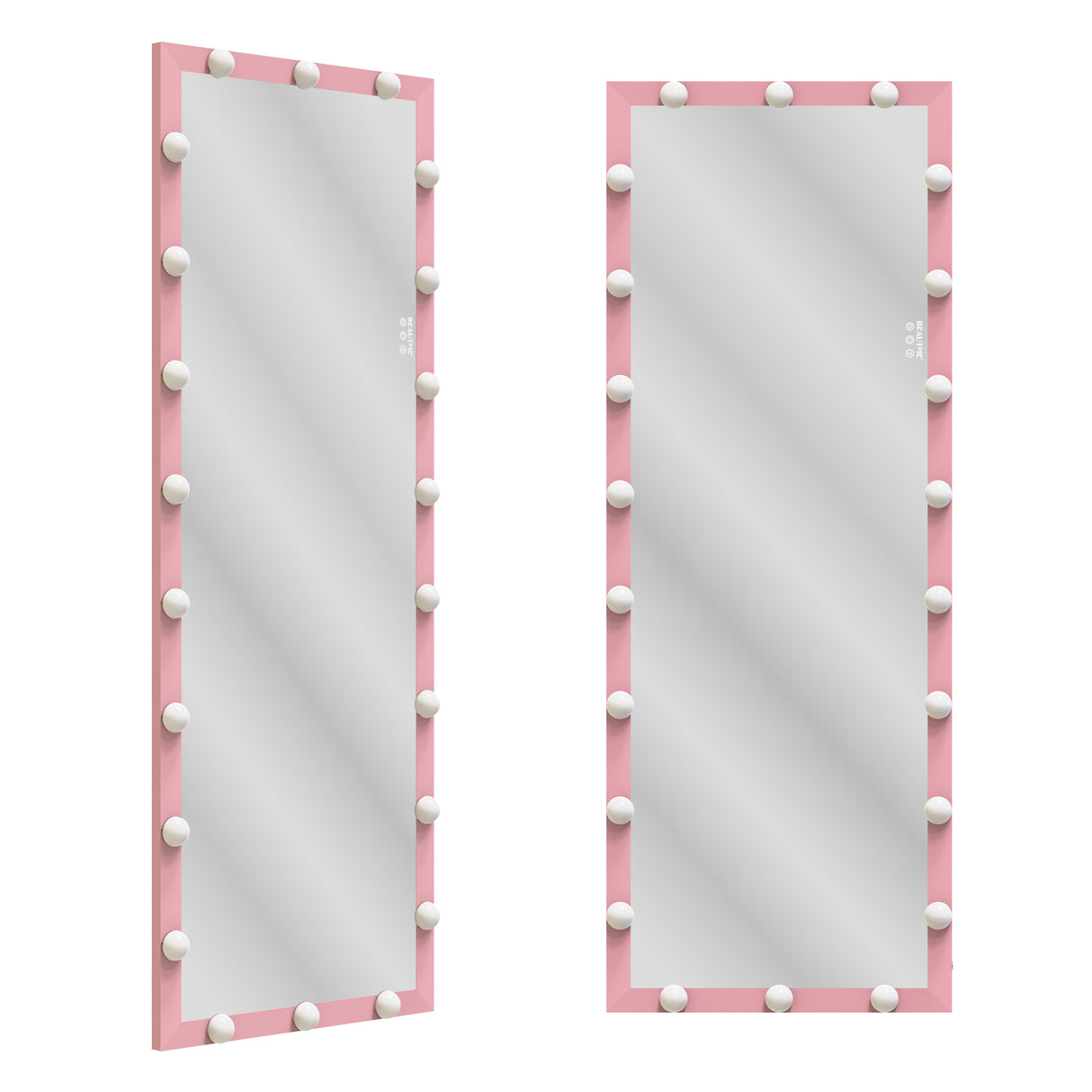 62.6-inch x 23.3-inch pink Hollywood illuminated full body vanity mirror with 3 color modesstanding floor mirror touch control