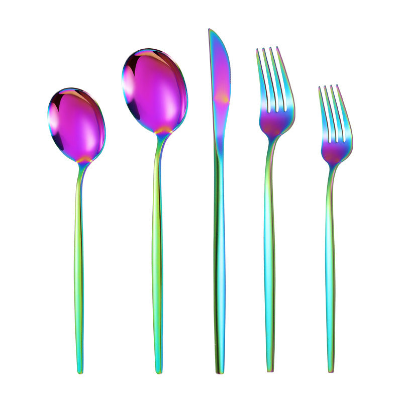 Portuguese Stainless Steel Knife Fork Spoon Golden Steak Knife Fork Set Four-Piece Tableware Set - V.I.P Digital Presence
