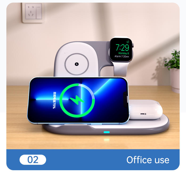 Folding 3-in-1 wireless charger suitable for iPhone earphones, watches, wireless fast charging phone holder - V.I.P Digital Presence