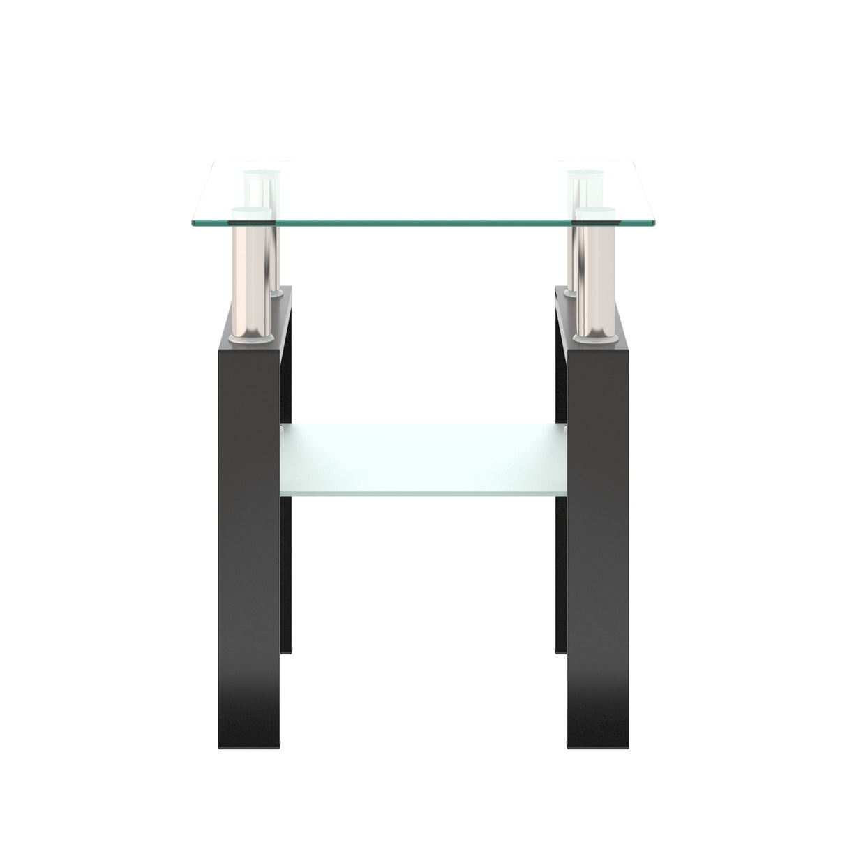 1-Piece Modern Tempered Glass Tea Table Coffee Table End Table, Square Table for Living Room, Transparent/Black - V.I.P Digital Presence