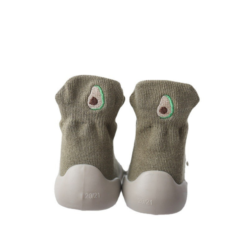 Autumn New Soft Sole Baby Walking Shoes Knitted Embroidered Baby Floor Socks Shoes Avocado Children's Socks - V.I.P Digital Presence