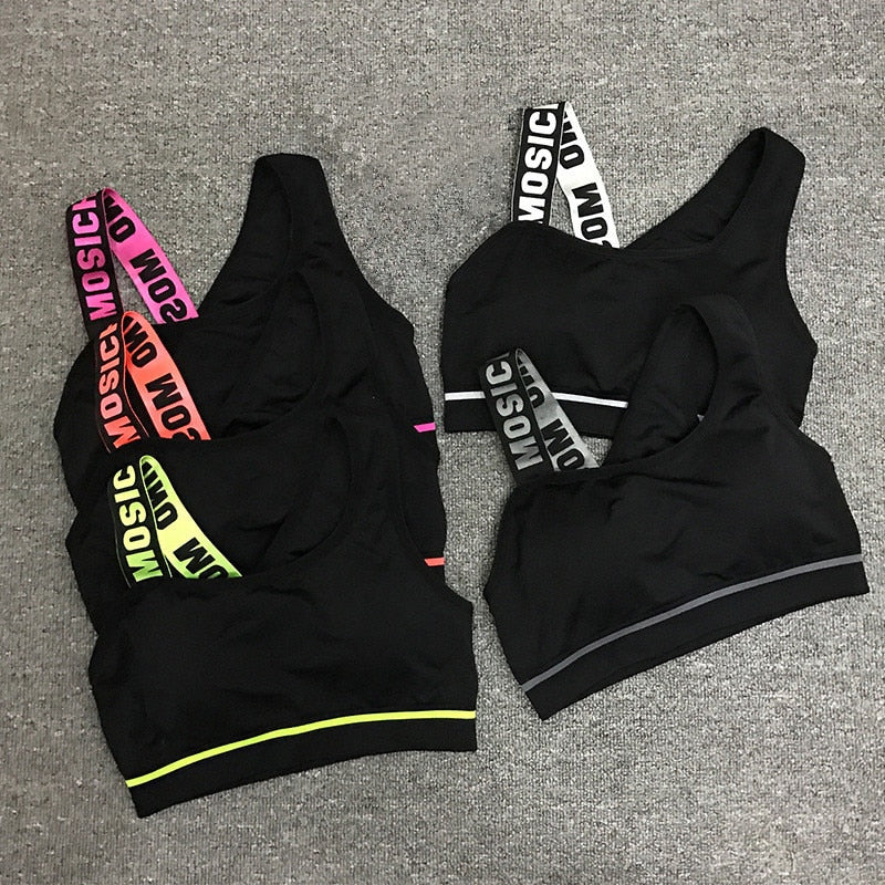 New Letter Cut Out Sports Bra Women Fitness Yoga Push up Gym Padded Sports Top Athletic Sexy Workout Running Clothing P165 - V.I.P Digital Presence
