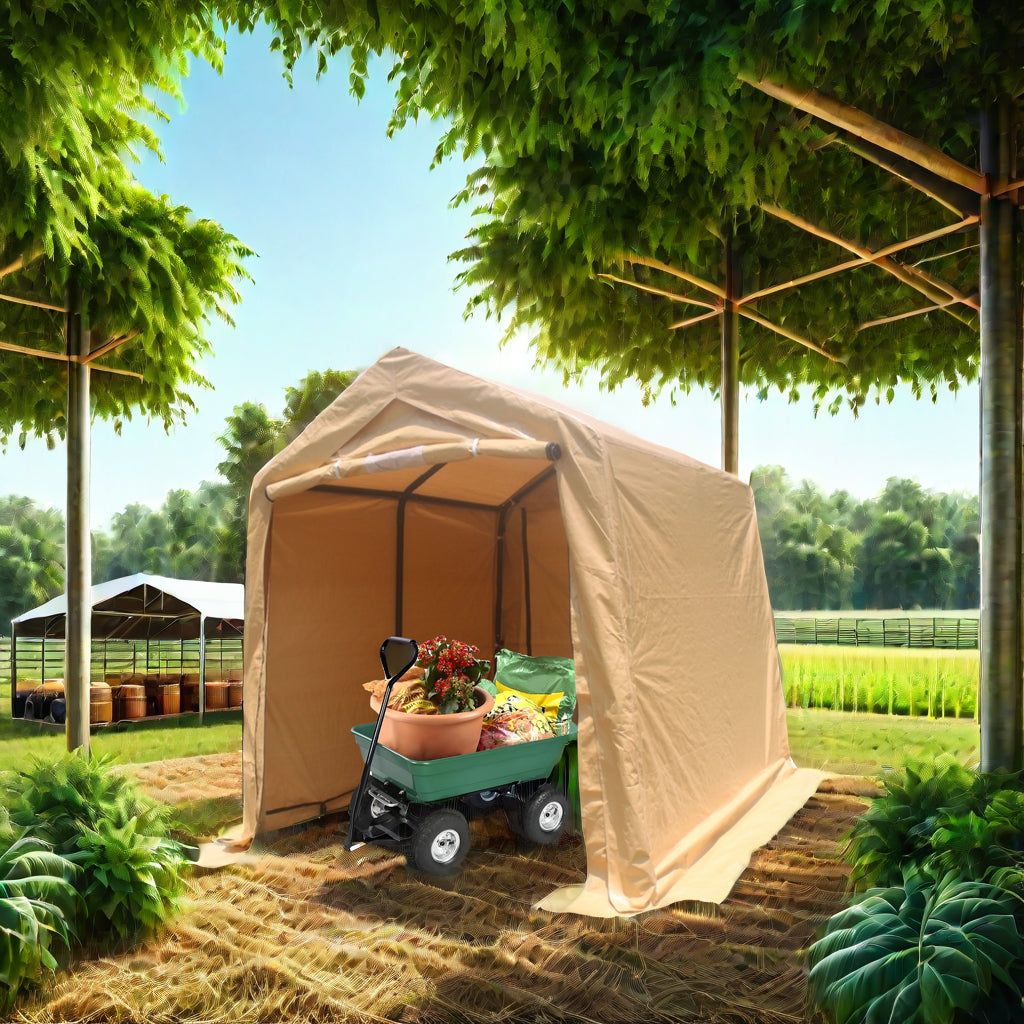 7x12ft Outdoor Portable Gazebo Storage Shelter Shed with 2 Roll up Zipper Doors & Vents Carport - V.I.P Digital Presence