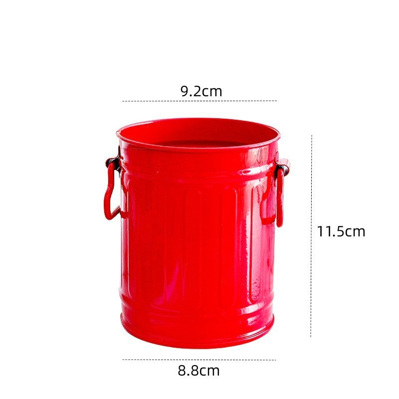 Cylindrical wrought iron pen holder DIY creative desktop storage bucket multifunctional stationery pen holder - V.I.P Digital Presence
