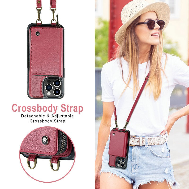 Funda tipo cartera para iPhone 14 Pro, con ranuras para tarjetas, para Samsung S22U, con ranuras diagonales