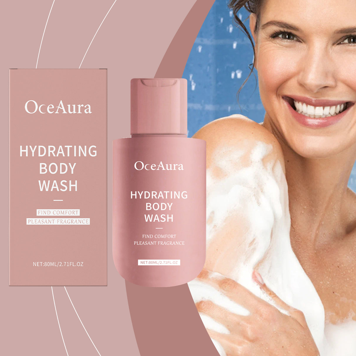 Gel de ducha corporal calmante Oceaura con fragancia suave, refrescante e hidratante.