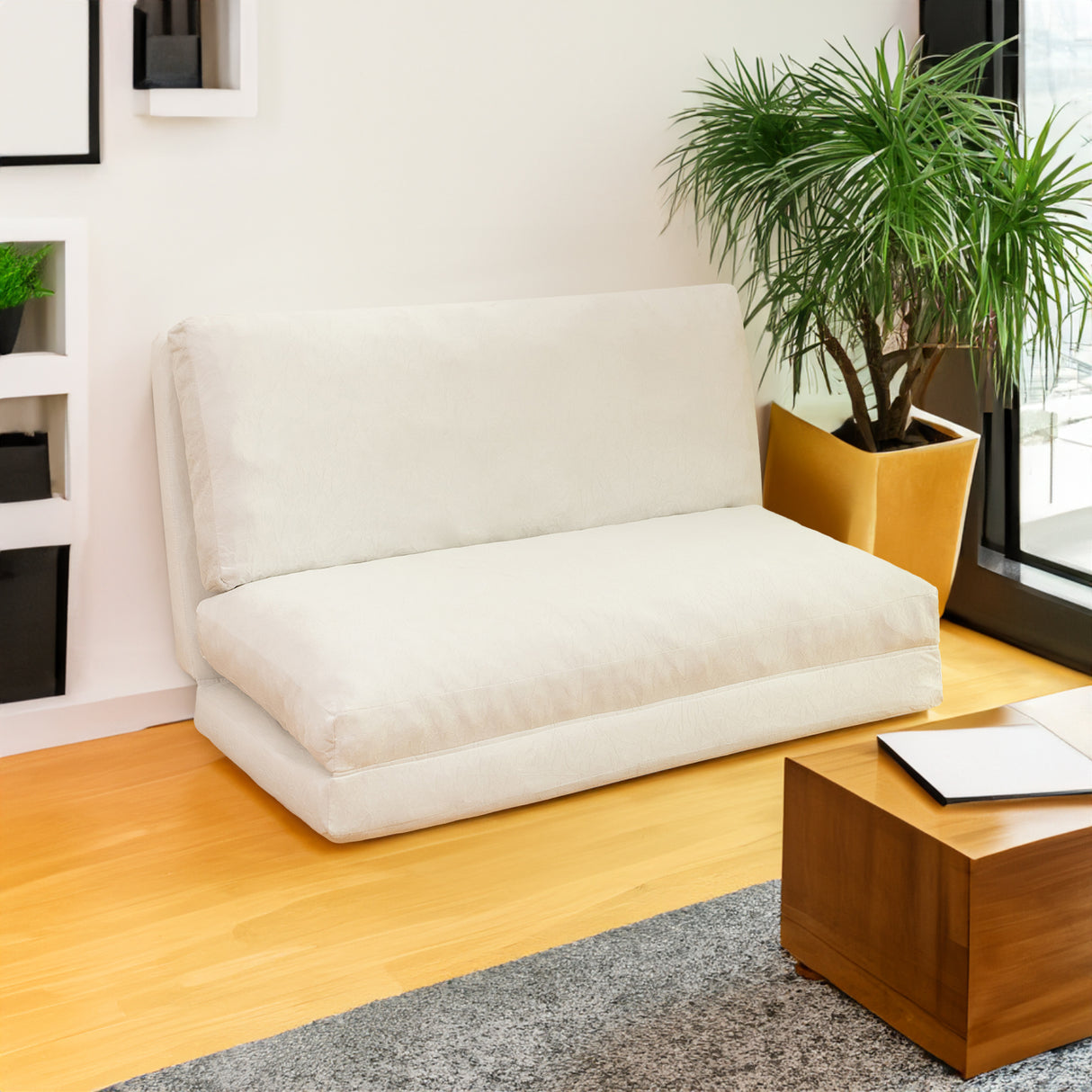 Large folding mattress sofa bean bag bed, foam filled folding mattress sofa, soft high-grade artificial fur - V.I.P Digital Presence