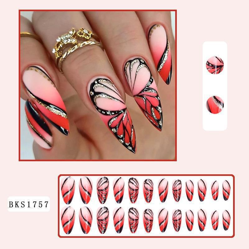 Nail Art Almond Nails Finished Wearable Nails Mid-Length Nail Art Patch Ins Style Hot Girl - V.I.P Digital Presence