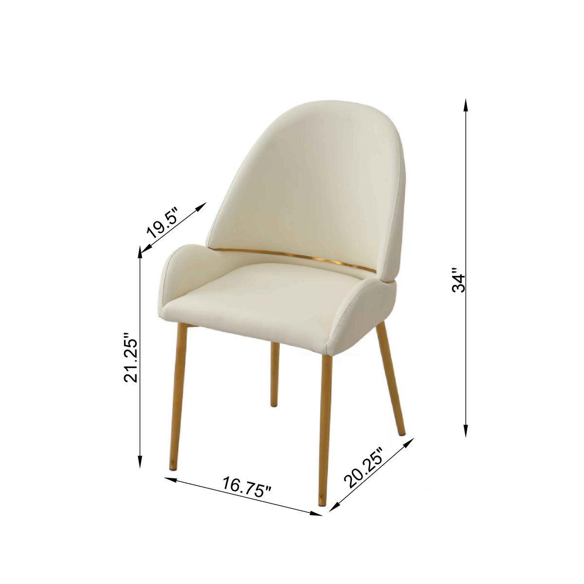 Dining Chair with PU Leather Beige color metal legs (Set of 2)(Foam + Beige + Meta) - V.I.P Digital Presence