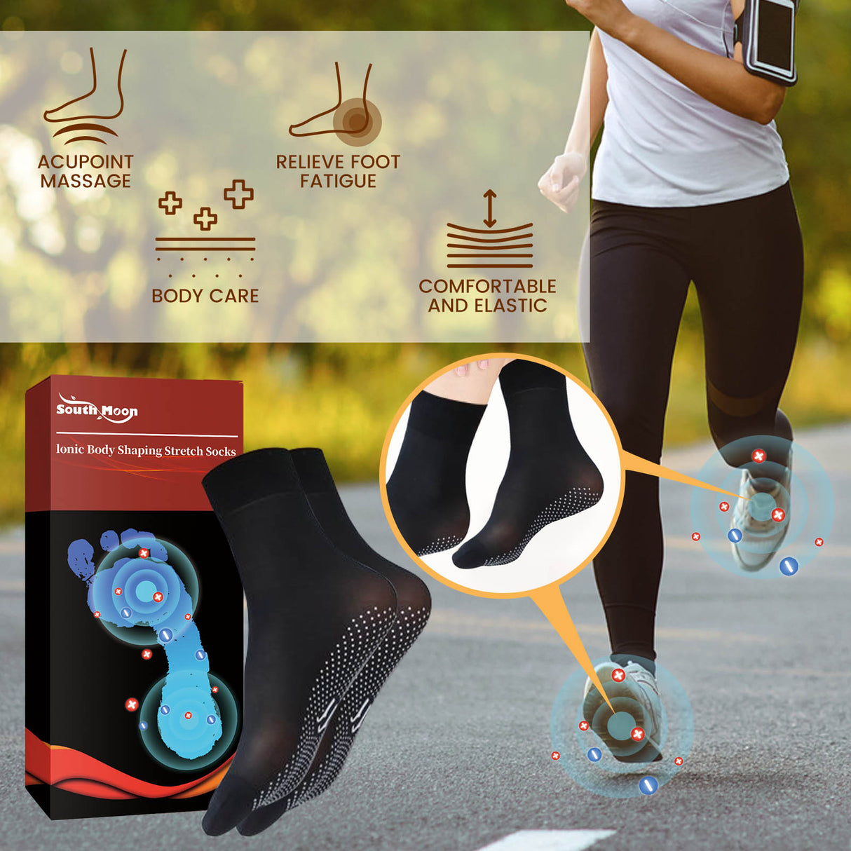 Ionic Body Shaping Stretch Socks, Outdoor Sports Comfortable Breathable Non-slip Foot Care Elastic Socks - V.I.P Digital Presence