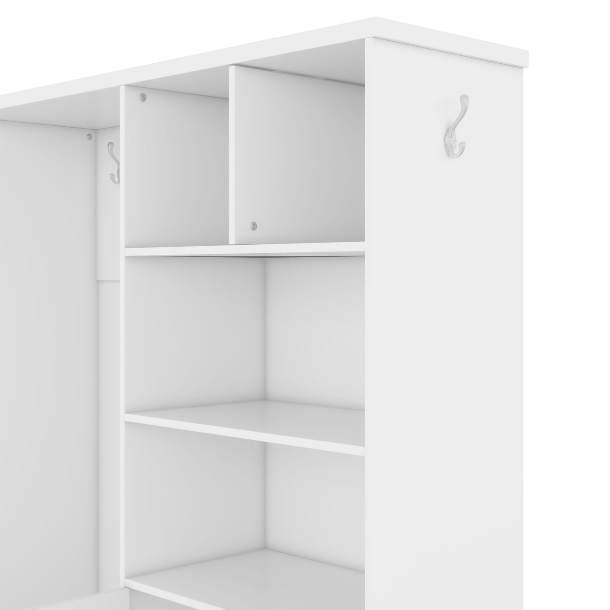 Multi-functional Hall Tree with Storage Shelves Drawers Cabinet Elegant Hallway Shoe Cabinet with Bench Modern Coat Rack White - V.I.P Digital Presence