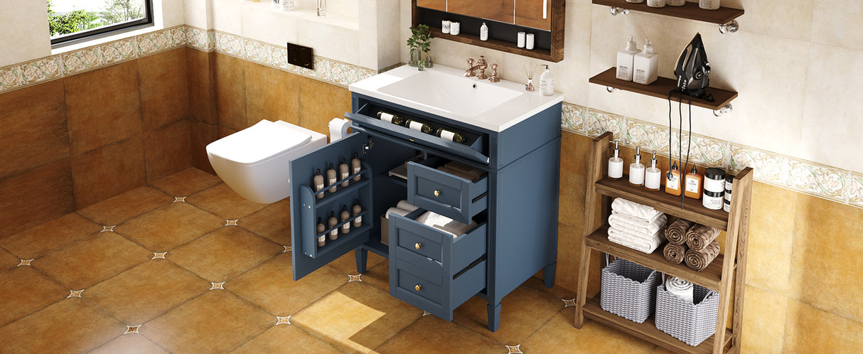 30 inch bathroom vanity with top sink, storage cabinet with 2 drawers and 1 drawer, single sink bathroom vanity - V.I.P Digital Presence