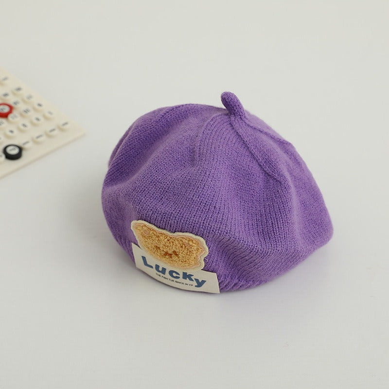 Children Spring and Autumn Beret Baby Cute Bear Hat Korean Version Male and Female Baby Corduroy Painter Hat - V.I.P Digital Presence