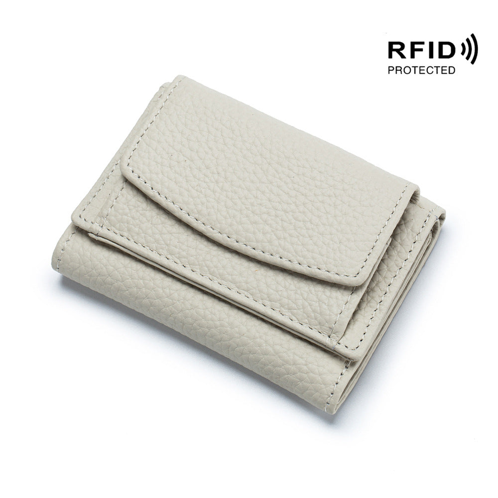 Small wallet women's genuine leather Japanese style fabric RFID coin bag wallet mini wallet short - V.I.P Digital Presence