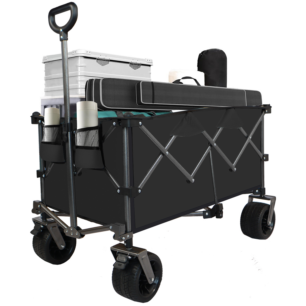 Collapsible Folding Wagon Push Pull Foldable Beach Wagon Cart - V.I.P Digital Presence