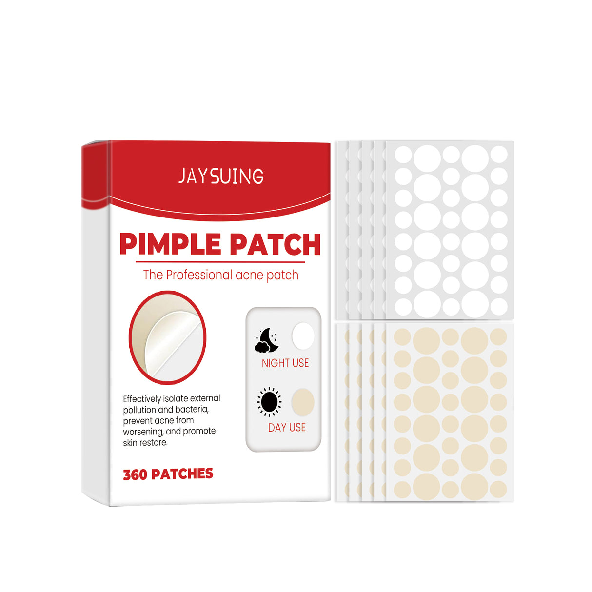 Parche facial para el acné de día y de noche, reparador, control de la grasa facial y limpieza suave del acné.