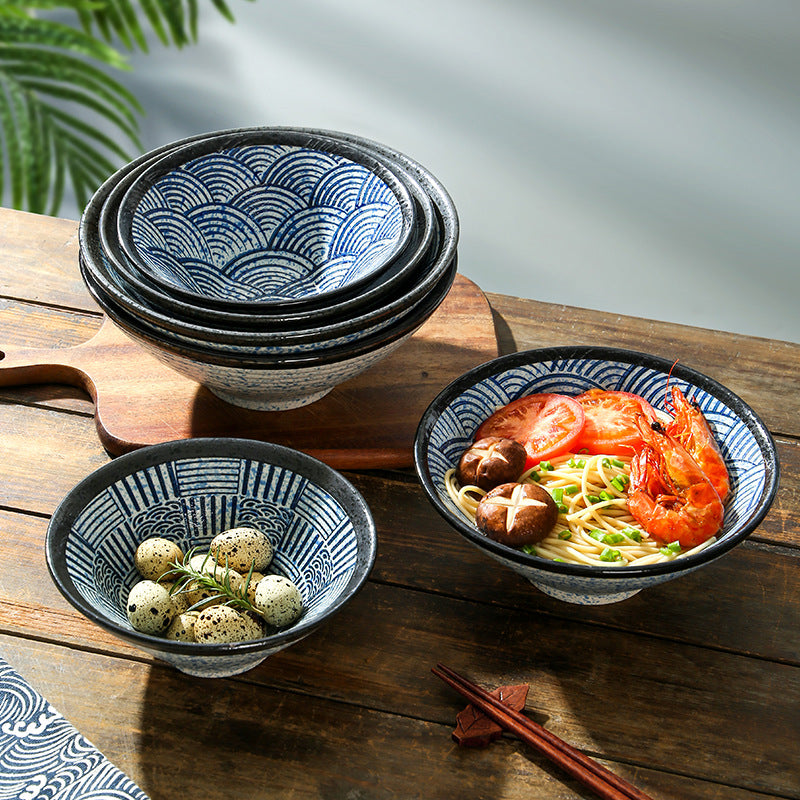 Lamian Noodles Bowl Sea Ripple Bamboo Hat Bowl Creative Large Soup Bowl Beef Noodle Bowl Home Vintage Bowl - V.I.P Digital Presence
